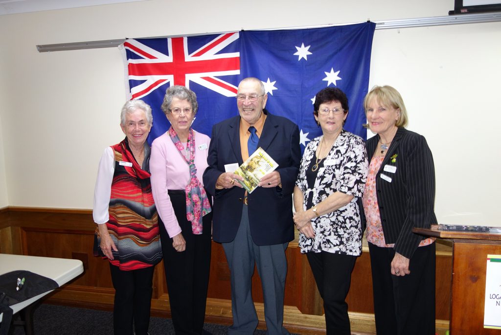 Nev Ollis talks about his book with Margorie Green, Dorothy Netscher, Pat Macdonnell and Loretta Muenchberger at a Rochedal-Springwood National Seniors branch meeting. Nev Ollis talks about his book with Margorie Green, Dorothy Netscher, Pat Macdonnell and Loretta Muenchberger at a Rochedal-Springwood National Seniors branch meeting.
